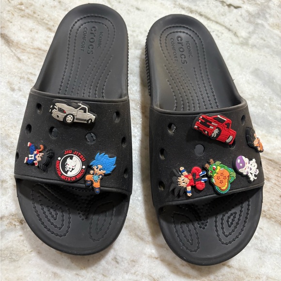 Crocs Black Slide Sandals - M9/W11 - Picture 1 of 4